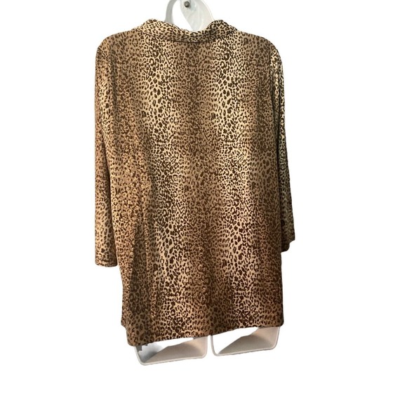 Susan Graver Stretch Tunic Women Sz M Liquid Knit Animal Print V-Neck Top Blouse - Picture 2 of 10